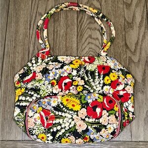 Vera Bradley retired “Poppy Fields” pattern zippered tote handbag.